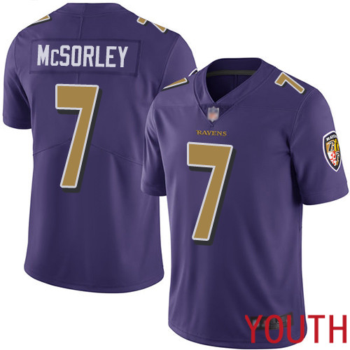 Baltimore Ravens Limited Purple Youth Trace McSorley Jersey NFL Football #7 Rush Vapor Untouchable->youth nfl jersey->Youth Jersey